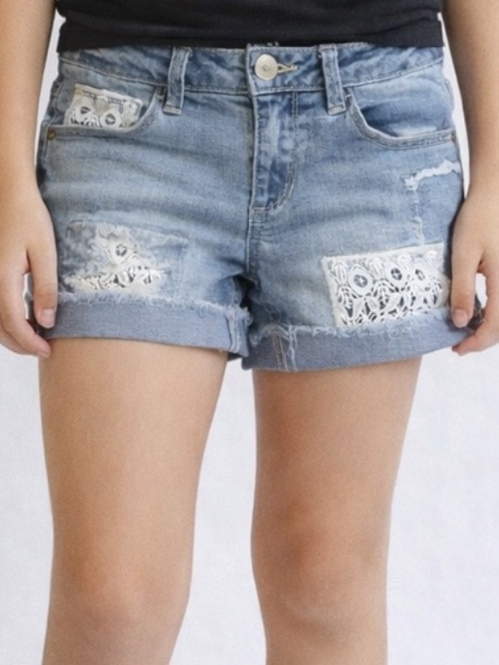 Mudd Denim Shorts with Lace (girls‎ size 10) vintage Y2K (2000s)